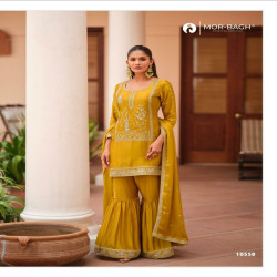 Mor-Bagh Mohini Silk Satin Embroidered Sharara Suit